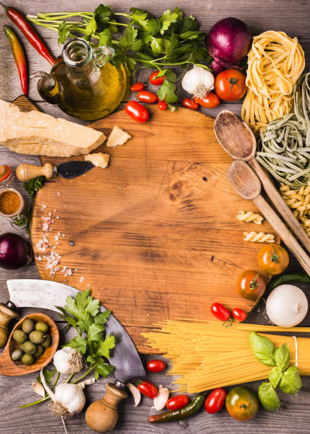 istock Mediterranean diet with pasta and genuine ingredients 1049430888