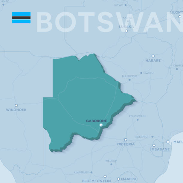 istock Verctor Map of cities and roads in Botswana. 1049445450