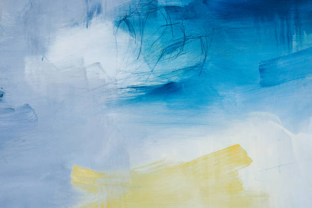 pintura al óleo sobre lienzo detalle - brush stroke blue abstract frame fotografías e imágenes de stock