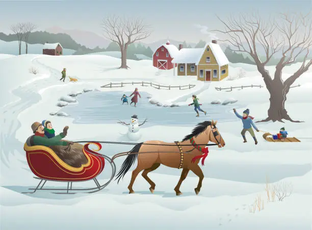 Vector illustration of Christmas Sleigh Ride