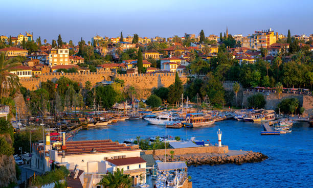 Antalya, Turkey, the Kaleici Old Town and harbour stock photo