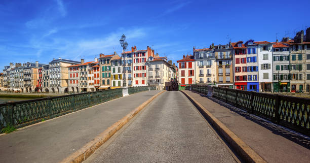 Colorful houses in Bayonne, Basque Country, France Colorful traditional houses in Bayonne, french Basque Country, France bayonne stock pictures, royalty-free photos & images