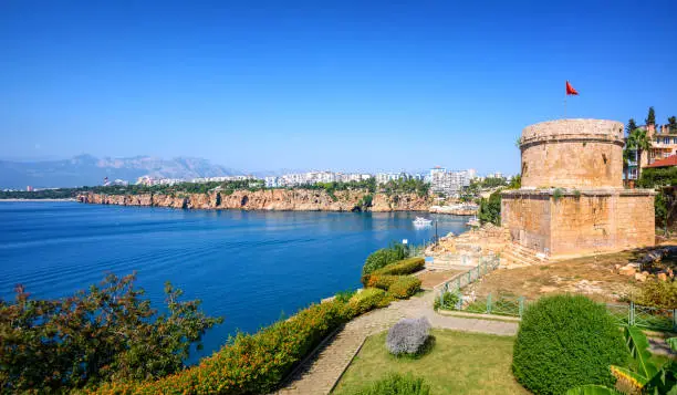 Panoramic view of Antalya, Turkey, a famous resort town on turkish Riviera