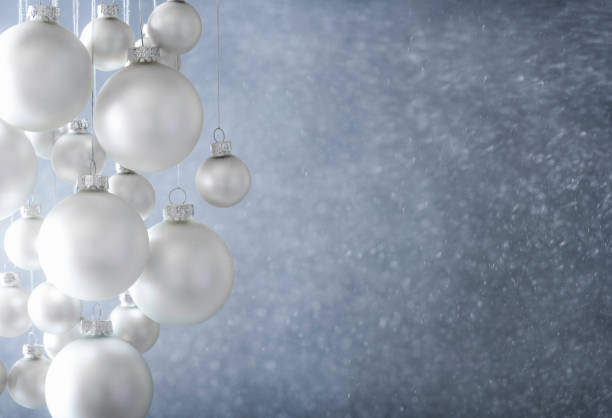 istock Christmas silver balls and snowflakes 1049475566
