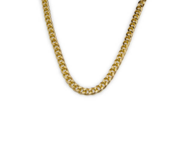 halskette isoliert auf der weißen hintergrund - necklace chain gold jewelry stock-fotos und bilder
