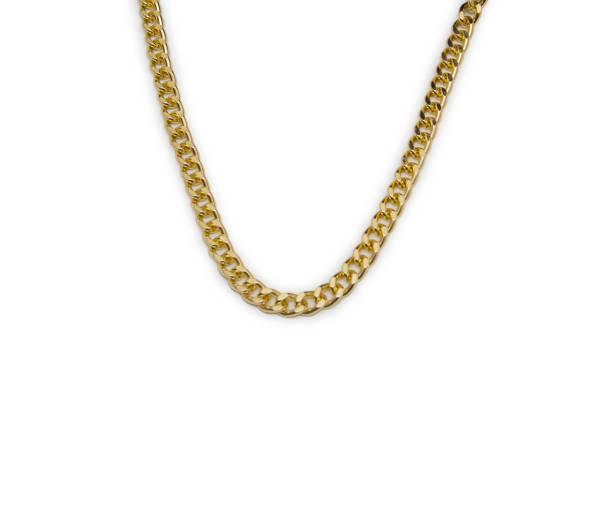 네클리스 흰색 바탕에 흰색 배경 - necklace chain gold jewelry 뉴스 사진 이미지