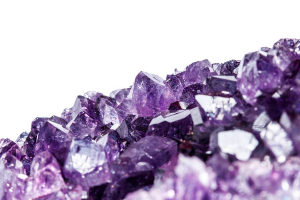 istock Amethyst Crystal Druse  macro mineral on white background 1049485114