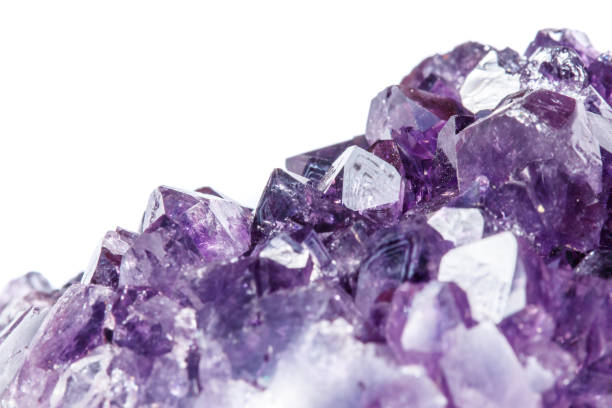 istock Amethyst Crystal Druse  macro mineral on white background 1049485178