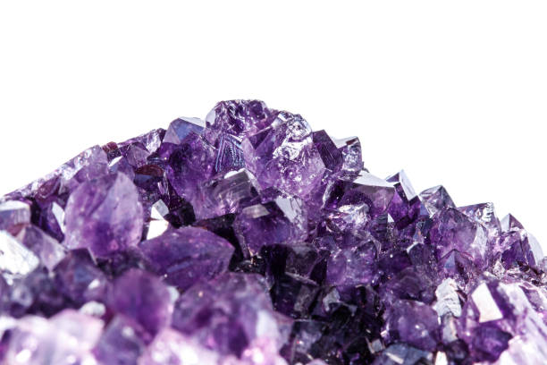 istock Amethyst Crystal Druse  macro mineral on white background 1049485192