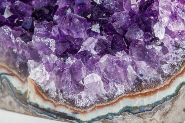 istock Amethyst Crystal Druse  macro mineral on white background 1049486946