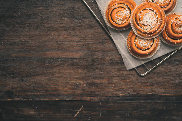 istock Traditional Swedish cinnamon bun on a oven rack 1049489352