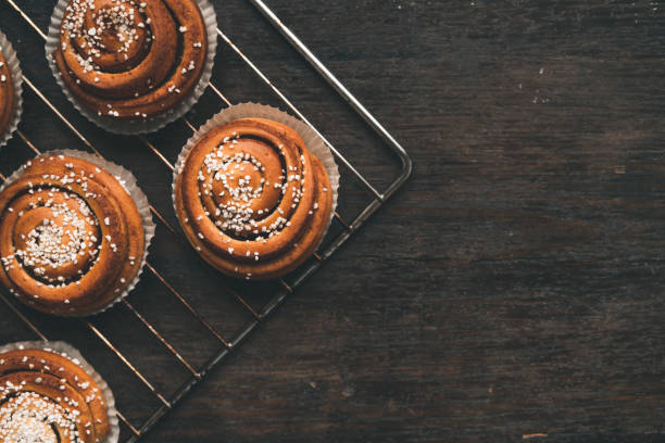 istock Traditional Swedish cinnamon bun on a oven rack 1049489468