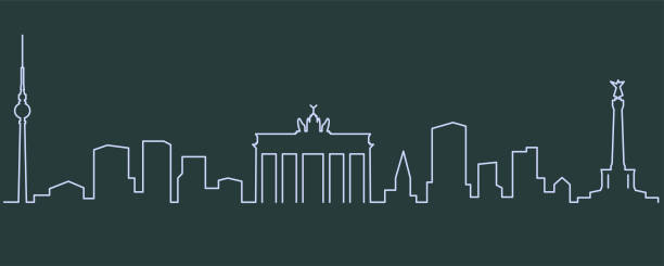 ilustrações de stock, clip art, desenhos animados e ícones de berlin single line skyline - berlin