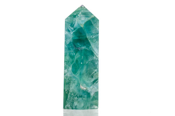 istock Macro mineral stone Fluorite crystal on a black background 1049493204