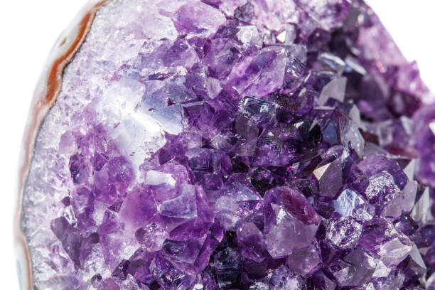 istock Amethyst Crystal Druse  macro mineral on white background 1049493632