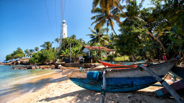 istock The coastline with the sandy beach and the old lighthouse , Sri Lanka. 1049509294