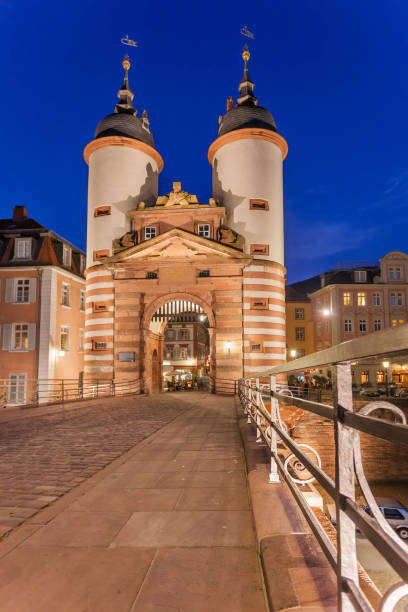 Heidelberg Old bridge with gate at night