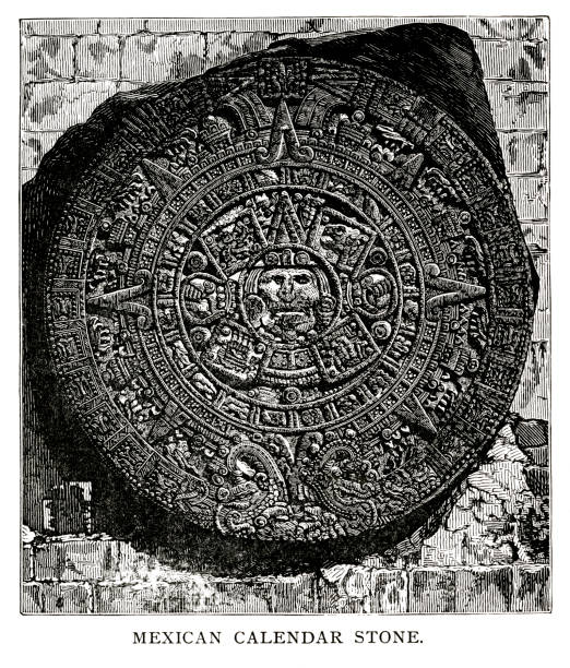 istock woodcut of Aztec calendar stone 1049523624