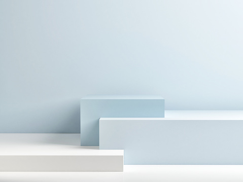Podio en la composición de minimalismo azul Resumen photo