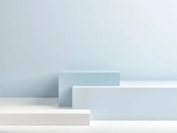 Photo of Podium in abstract blue minimalism composition