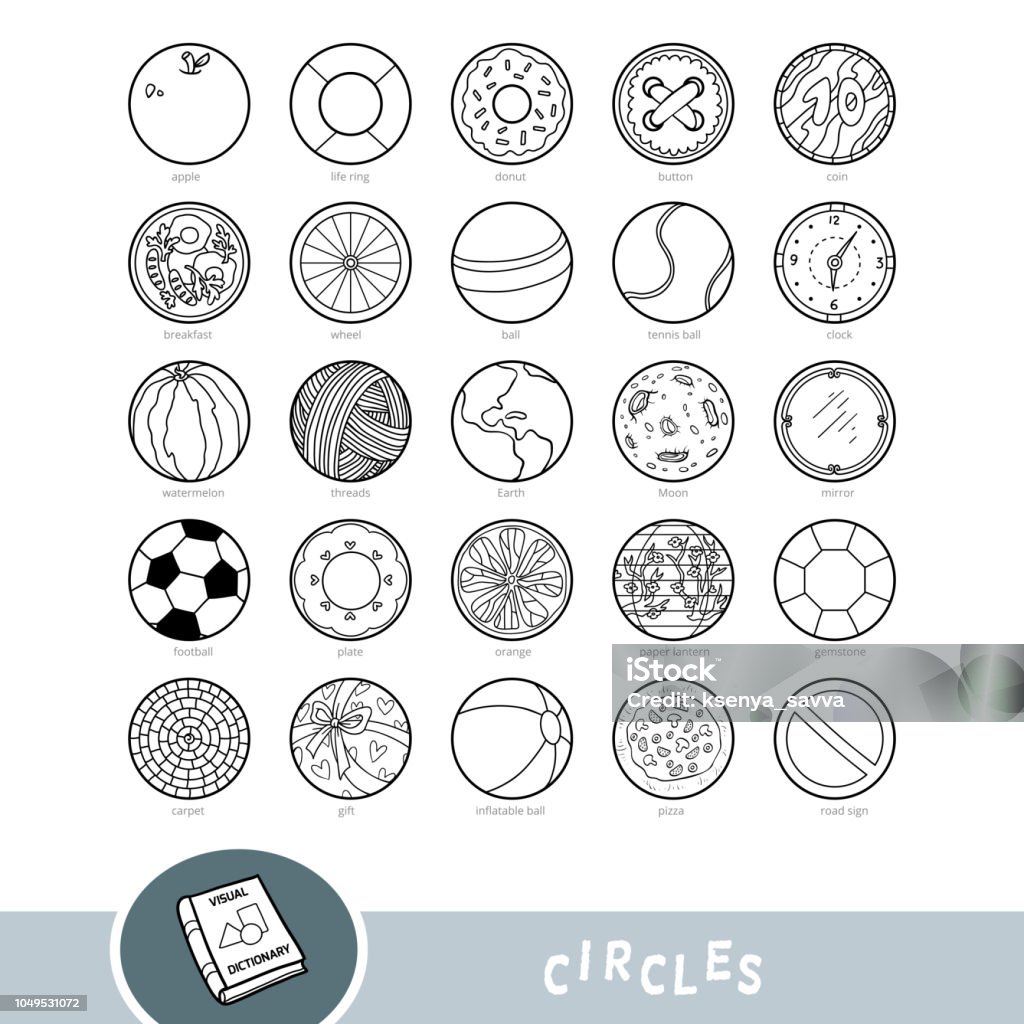 Tập Hợp Các Đối Tượng Hình Tròn Màu Đen Và Trắng Từ Điển Trực Quan ...
