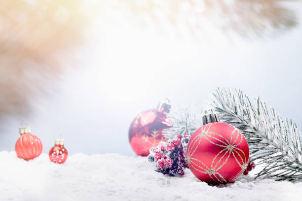 istock Close-Up Of Christmas Decorations On Snow 1049536922