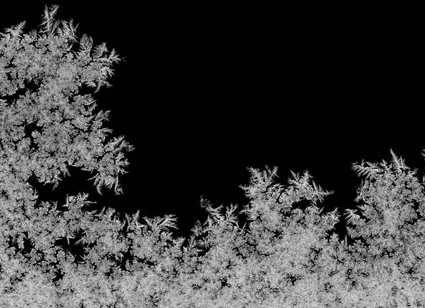 istock Natural ice crystals frostwork on dark backround. Macro closeup. 1049540072