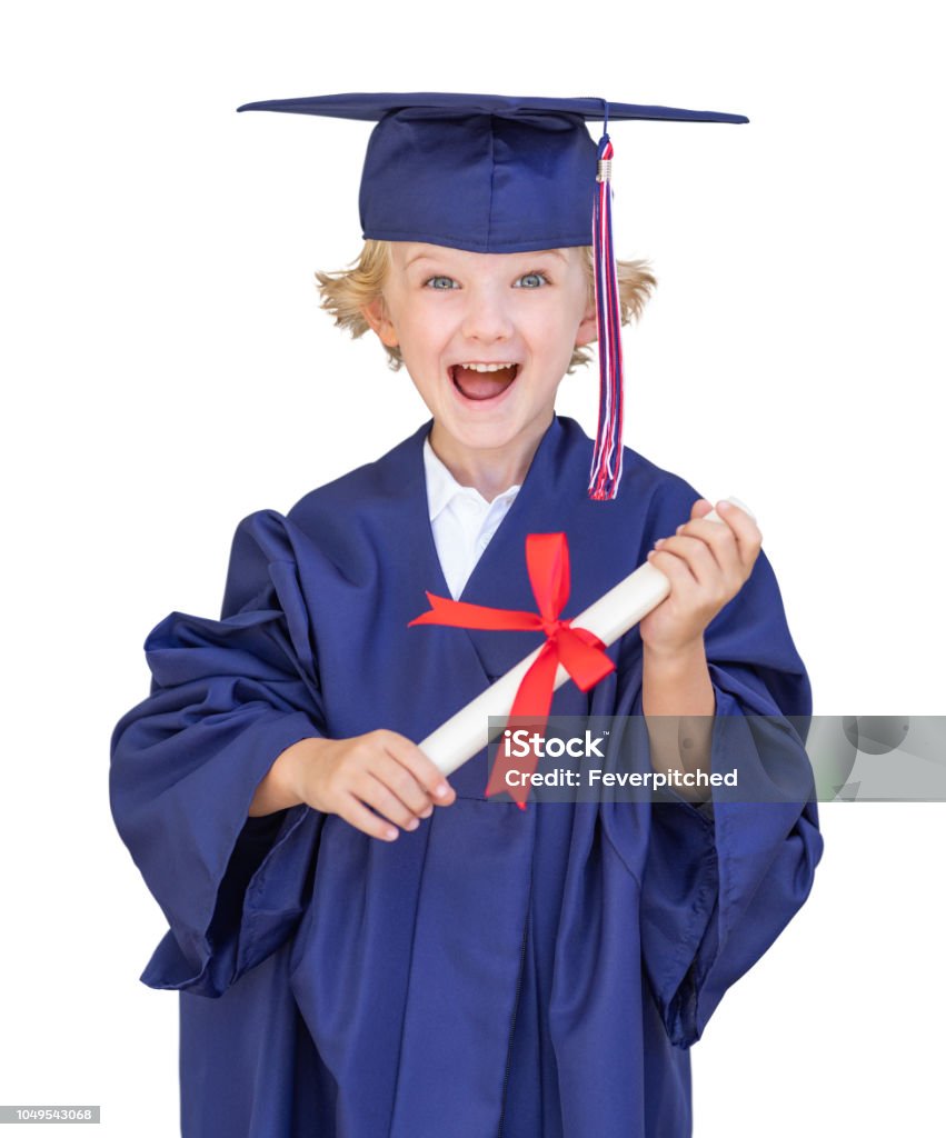 Cậu Bé Da Trắng Dễ Thương Đội Mũ Tốt Nghiệp Và Áo Choàng Bị Cô Lập ...