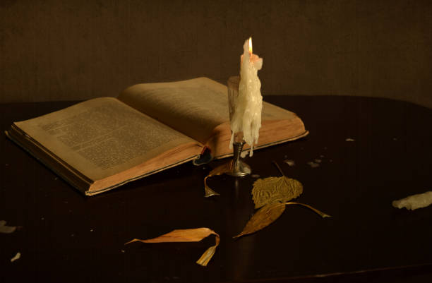 istock dark still life with a melted candle in retro style 1049548284