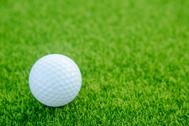 istock Golf ball on green grass ready to play at golf course. with copy space 1049548700