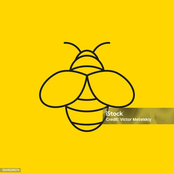 Honey Bee Line Icon Or Logo Outline Beekeeping Symbol Vector Illustration Stock Illustration - Download Image Now