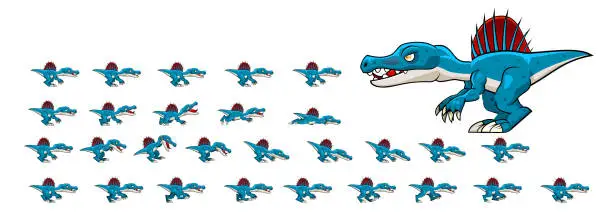 Vector illustration of Dinosaur Game Sprites