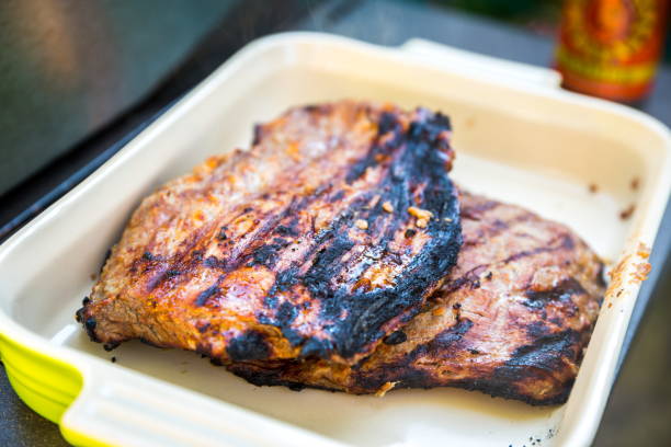 istock BBQ flank steaks on grill outdoors 1049571104