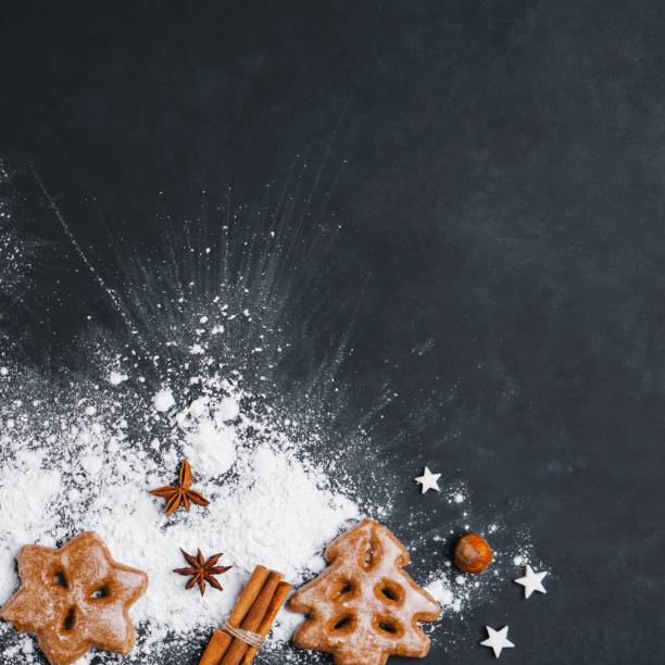 istock Christmas background with gingerbread cookies 1049571358