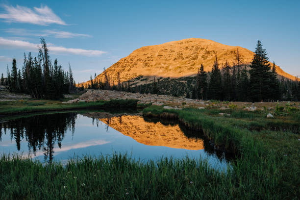 istock Alpine Glow on Mountain Reflected on a Lake at Sunrise 1049581718