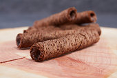 istock Chocolate Wafer Rolls with Butter and Cocoa Filling 1049604776