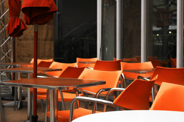 istock The terrace of the cafe coordinated with orange color 1049612840