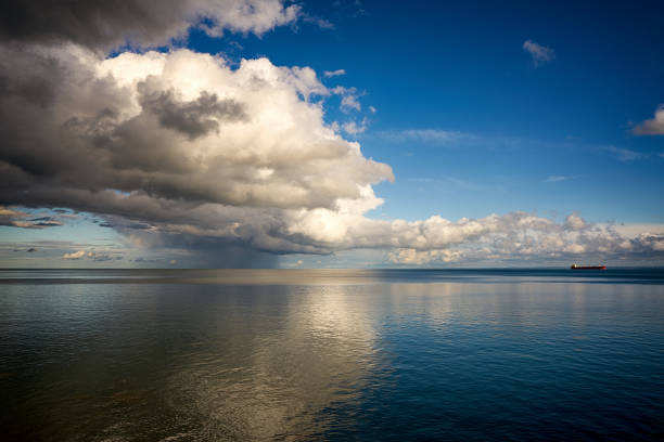 Beautiful Clouds over Lake Superior Horizon in long exposure and reflections