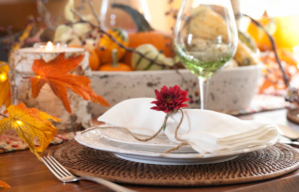 istock Autumn Thanksgiving holiday dining table 1049629136