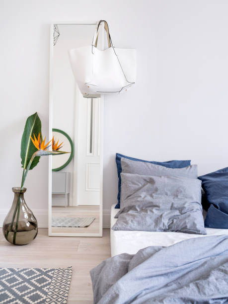 istock Scandinavian white bedroom. 1049634562