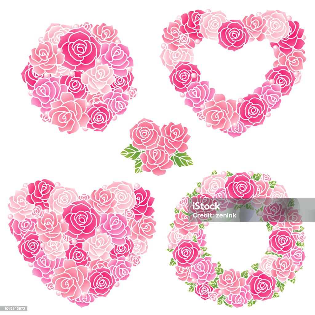 rose bouquet. Set of rose bouquet. Rose - Flower stock vector