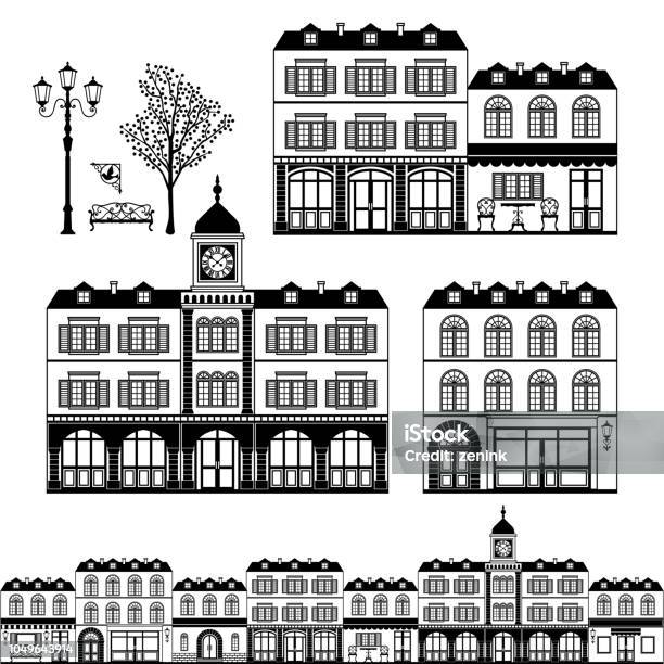 Street In Europe Stock Illustration - Download Image Now - Paris - France, Building Exterior, Illustration