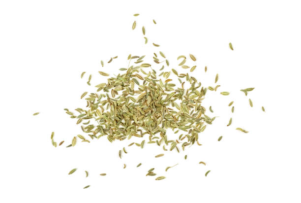 istock Fennel dry seeds isolated on white background. Top view. 1049649538