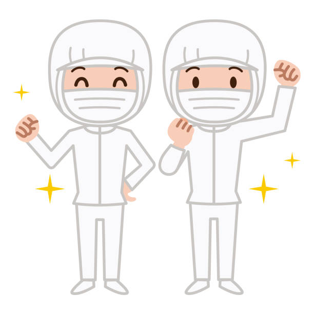 People in a clean room Vector illustration.Original paintings and drawing. clean room stock illustrations