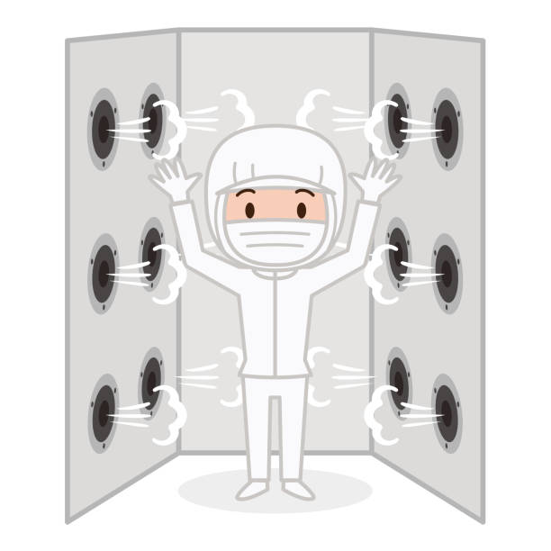 air shower room Vector illustration.Original paintings and drawing. clean room stock illustrations
