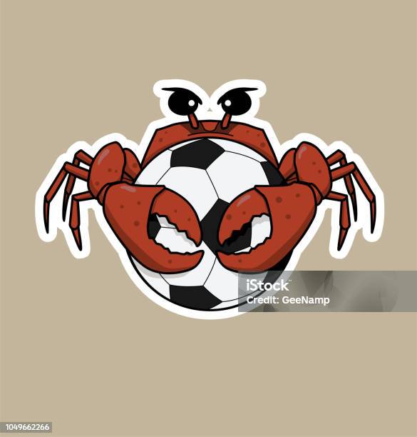 Crab Is Hugging A Football Stock Illustration - Download Image Now - Crab, Soccer, Animal