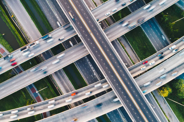 istock Intersection city cross road with car movement 1049664590