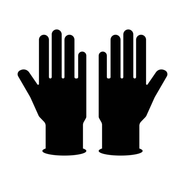 перчатки значок силуэт вектор - hand in latex glove stock illustrations