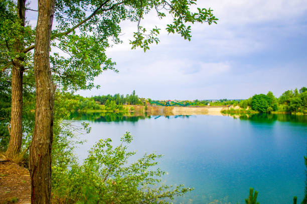 istock Blue basalt lake lake. Landscape. 1049670544