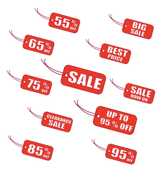 Vector illustration of Red sale labels vector illustration